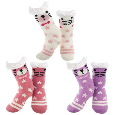 Nuzzles Girls Kitty Sherpa Socks (1 Supplied) - Giftware