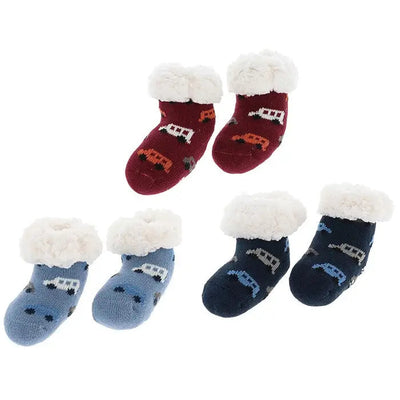 Nuzzles Toddler Boy Cars Sherpa Socks (1 Supplied) -