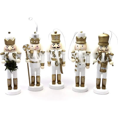 Premier 12cm 5 Piece Nutcrackers In White And Gold Dressing