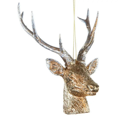 Premier Gold Stag Head Bauble 14cm - Christmas