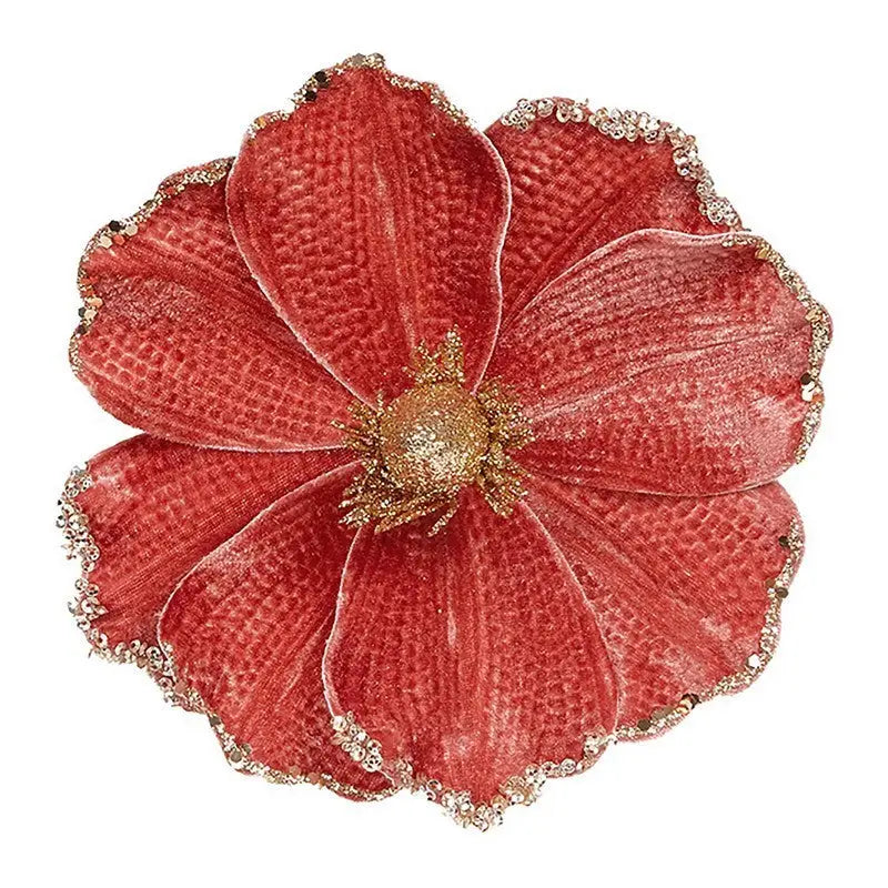 Premier Pink Velvet & Gold Glitter Poppy Clip On 16cm -