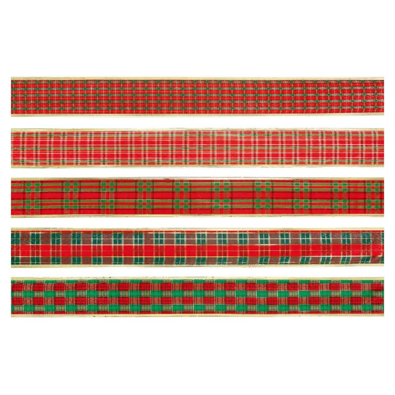 Premier Tartan Ribbon 5 Assorted Designs 6cm X 2.7M (1