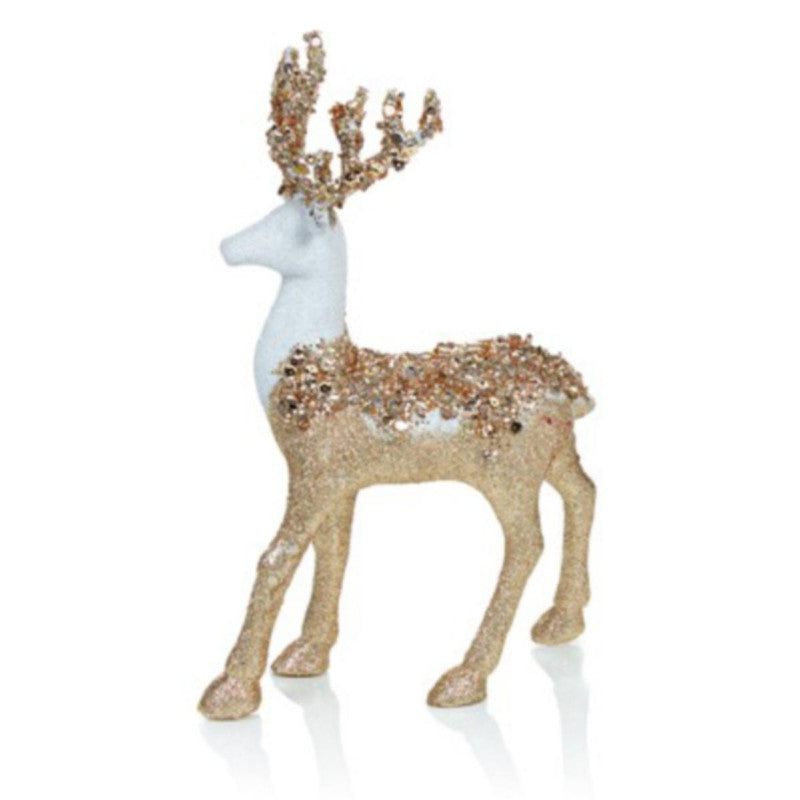 30x20cm Gold Two Tone Beaded Reindeer