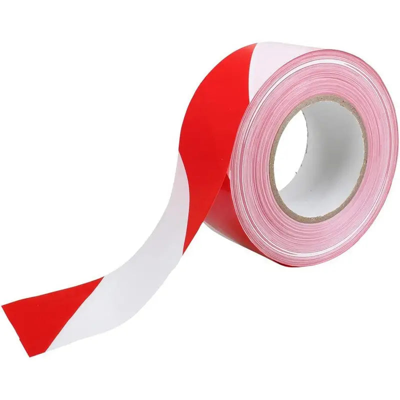 Rodo Red & White Warning Tape 60mm x 200m - DIY Tools &