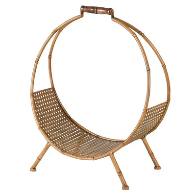 Round Bamboo Effect Metal Log Holder 54cm - Fireside >> Log