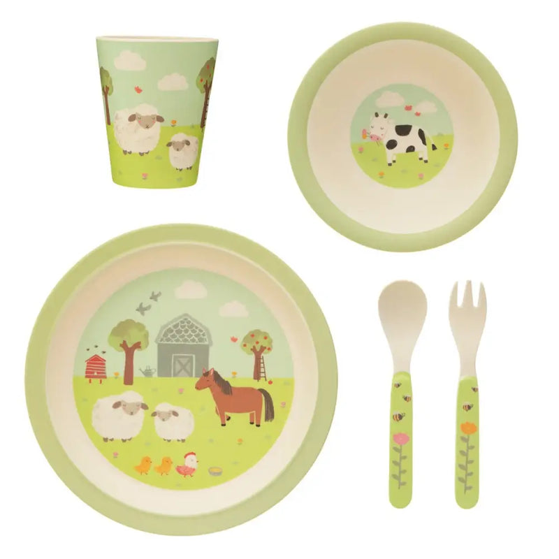 Sass & Belle Farmyard Friends Bamboo Tableware Set -