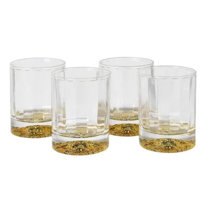 Set Of 4 Lion Head Gold Tumblers - Homeware