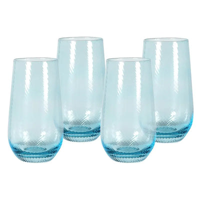 Set Of 4 Sky Blue Hi Ball Glasses - Kitchenware >> Glassware