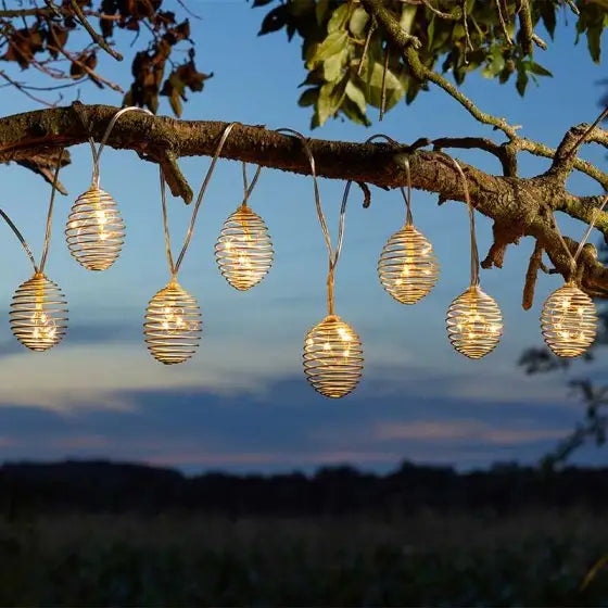 SpiraLight 10 Silver Solar String Lights - Garden Lighting