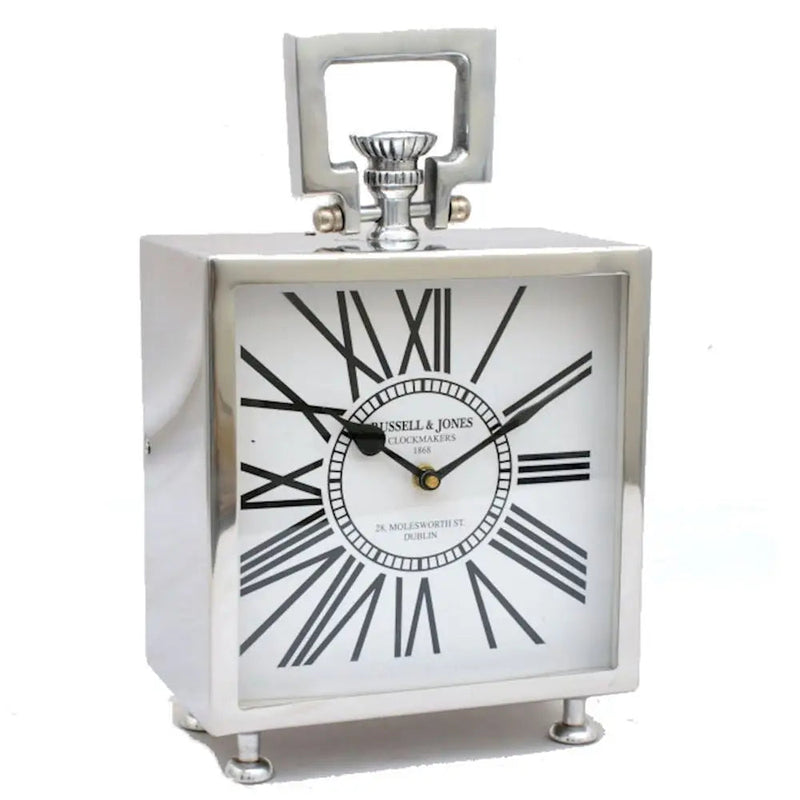 Square Chrome Clock 21x13x34cm - Clocks