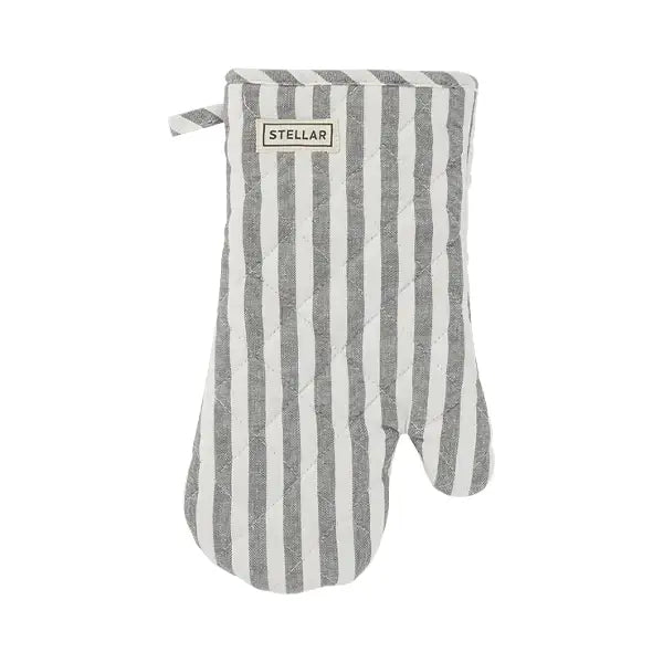 Stellar Thermal Resistant Oven Glove Grey & White Striped