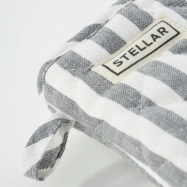 Stellar Thermal Resistant Oven Glove Grey & White Striped