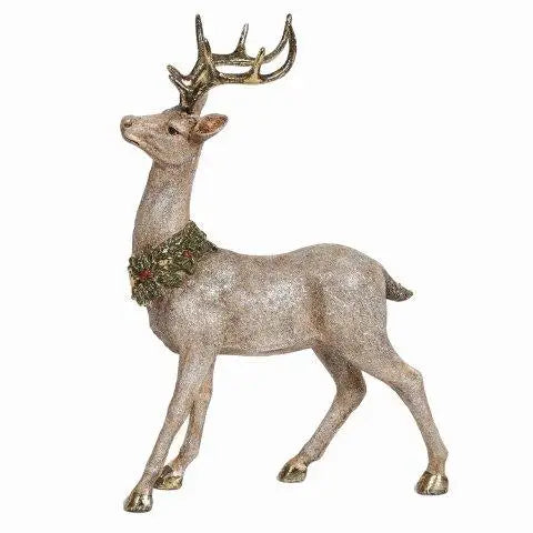 Straits Posing Reindeer Figurine Gold Glitter 35.5cm -