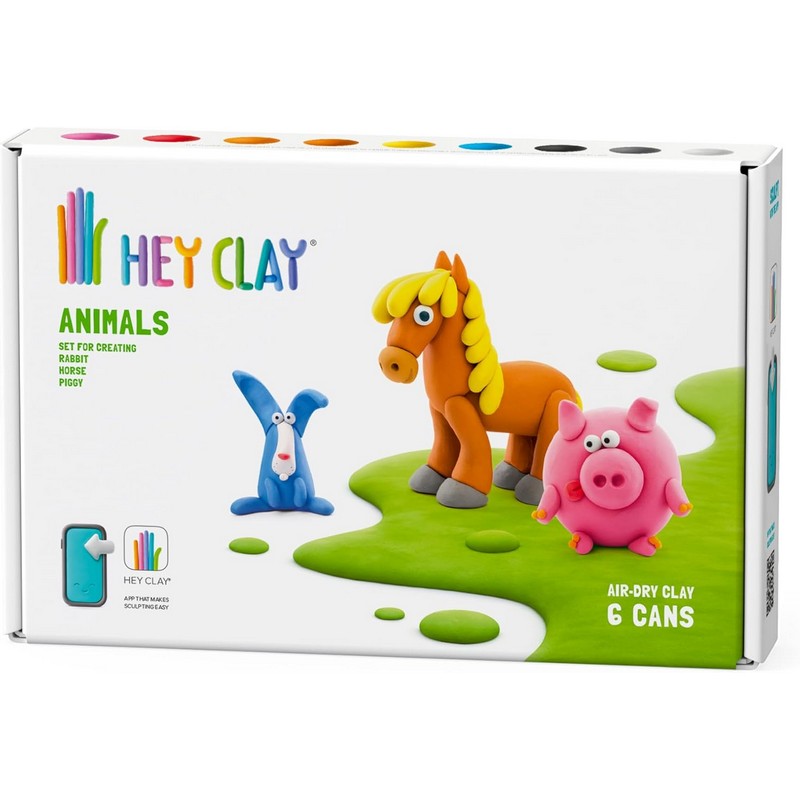 Tomy Hey Clay Plastercine 6 Can Set - Animals / Dinosaurs