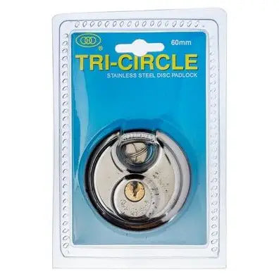 Tri-Circle Stainless Steel Disc Padlock - Various Sizes