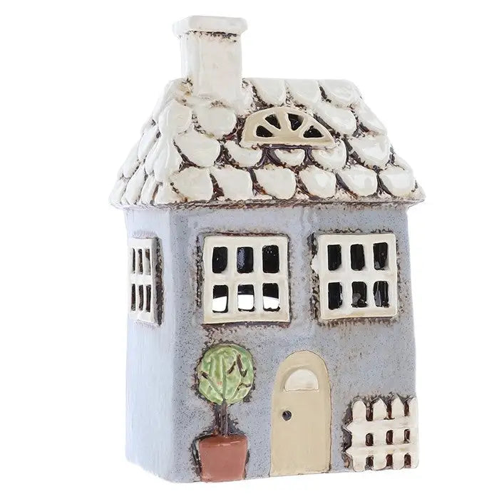 Village Pottery Garden Tealight House - Grey / Brick / Cream