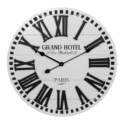 WALL CLOCK WHITE PLANKS ROMAN PROFILE DIAL 60CM - Clocks