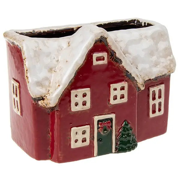 Xmas Village Pottery Cottage Planter - Christmas