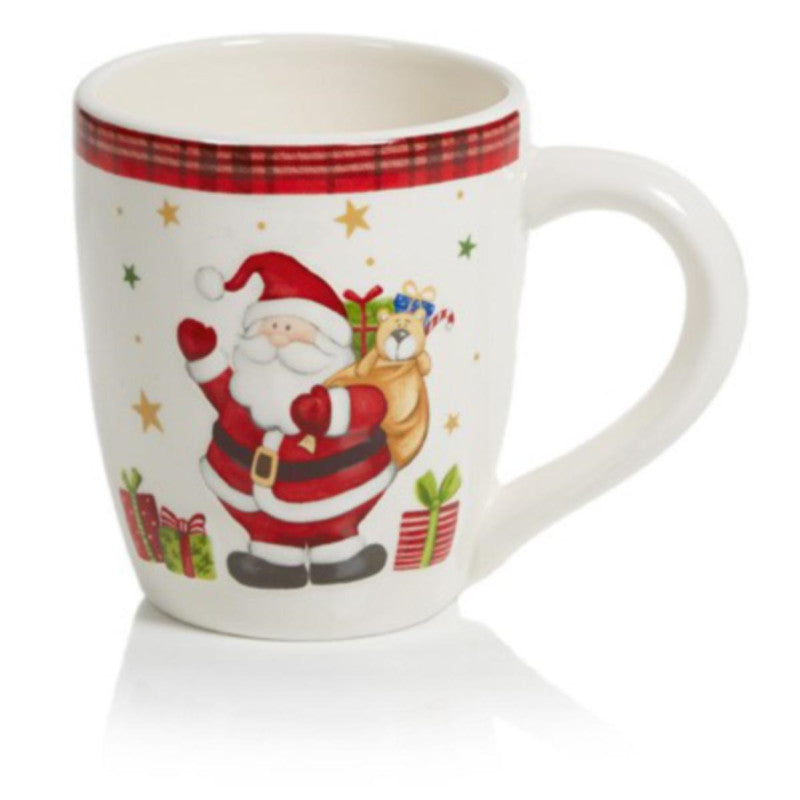 Plaid Santa Snowman Mug - 13x10cm